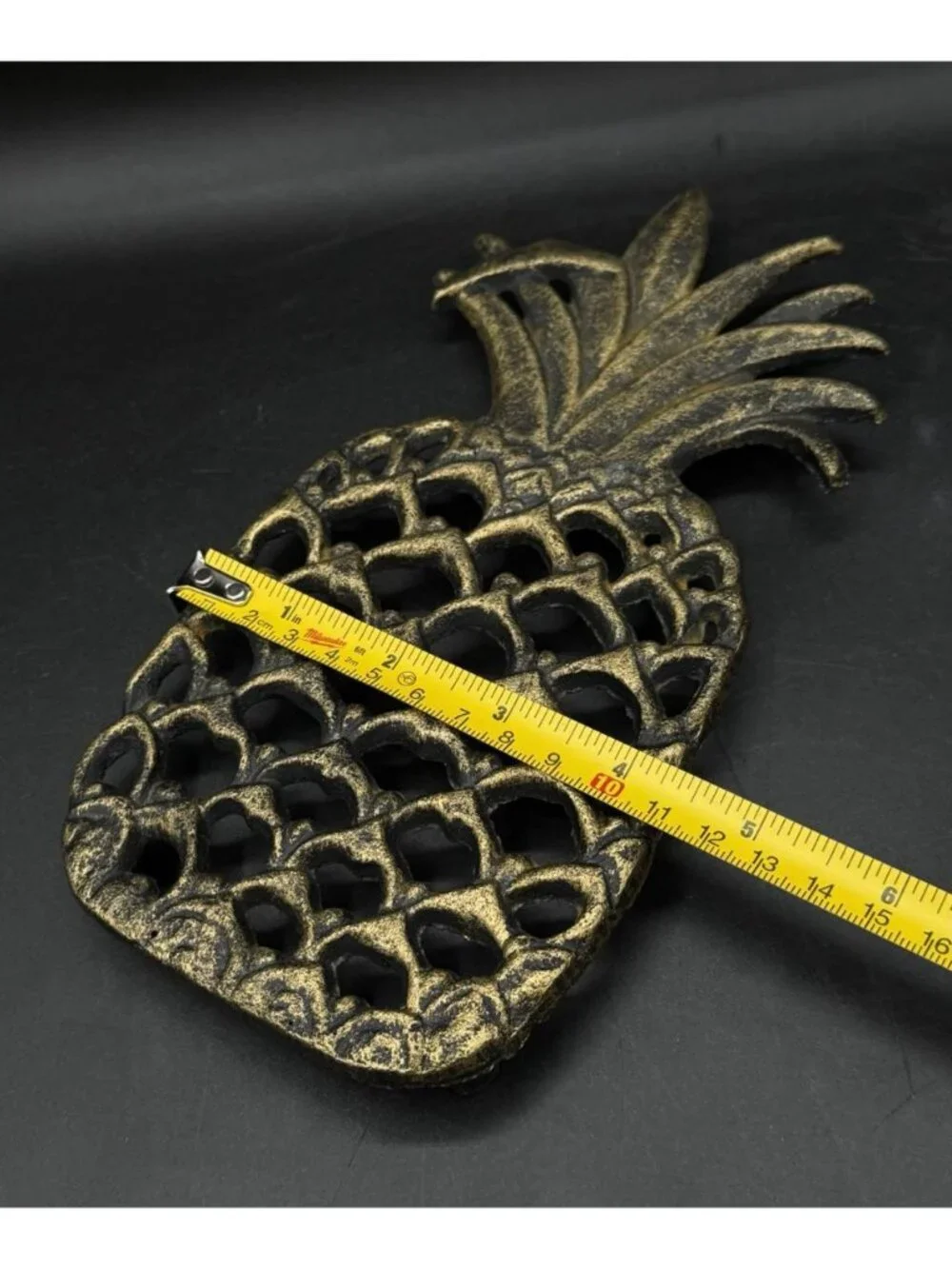 Pineapple Shaped Trivet Brass Color Antique Finish Hot Plate Cast Iron